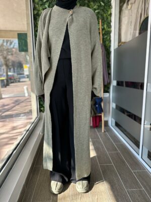 Long gilet avec col foulard
